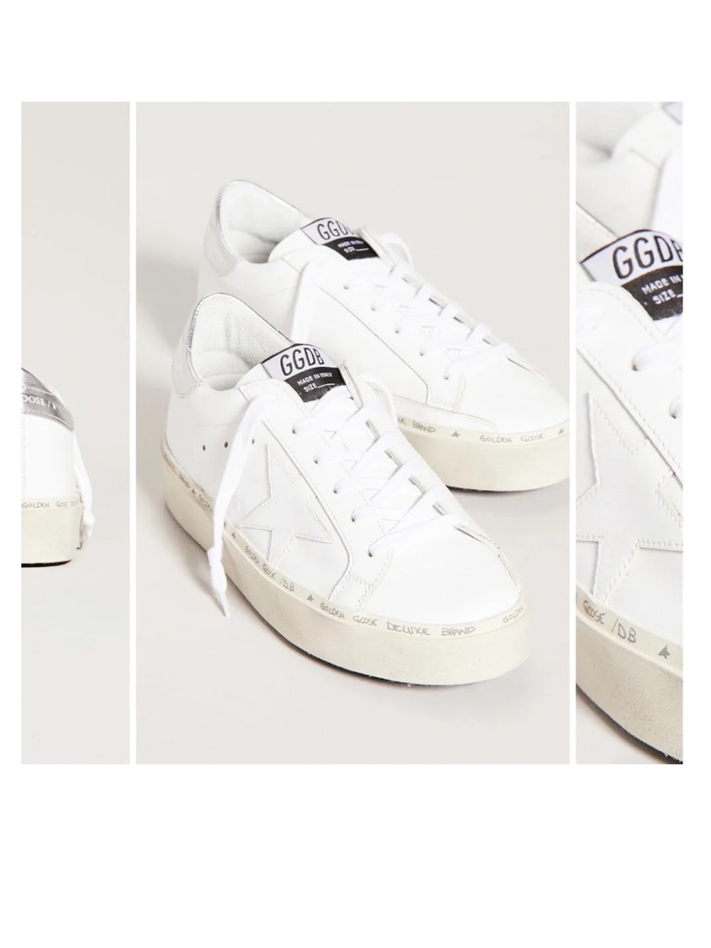 Golden Goose Hi Star White Leather Sneakers with Silver Heel Tab